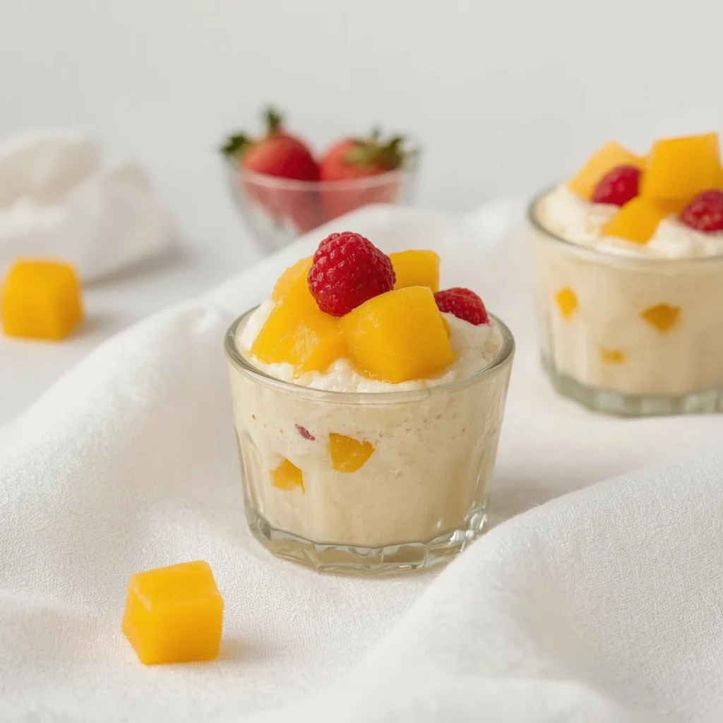 Pudín de chía con frutas frescas y frutos secos, servido en un vaso transparente

