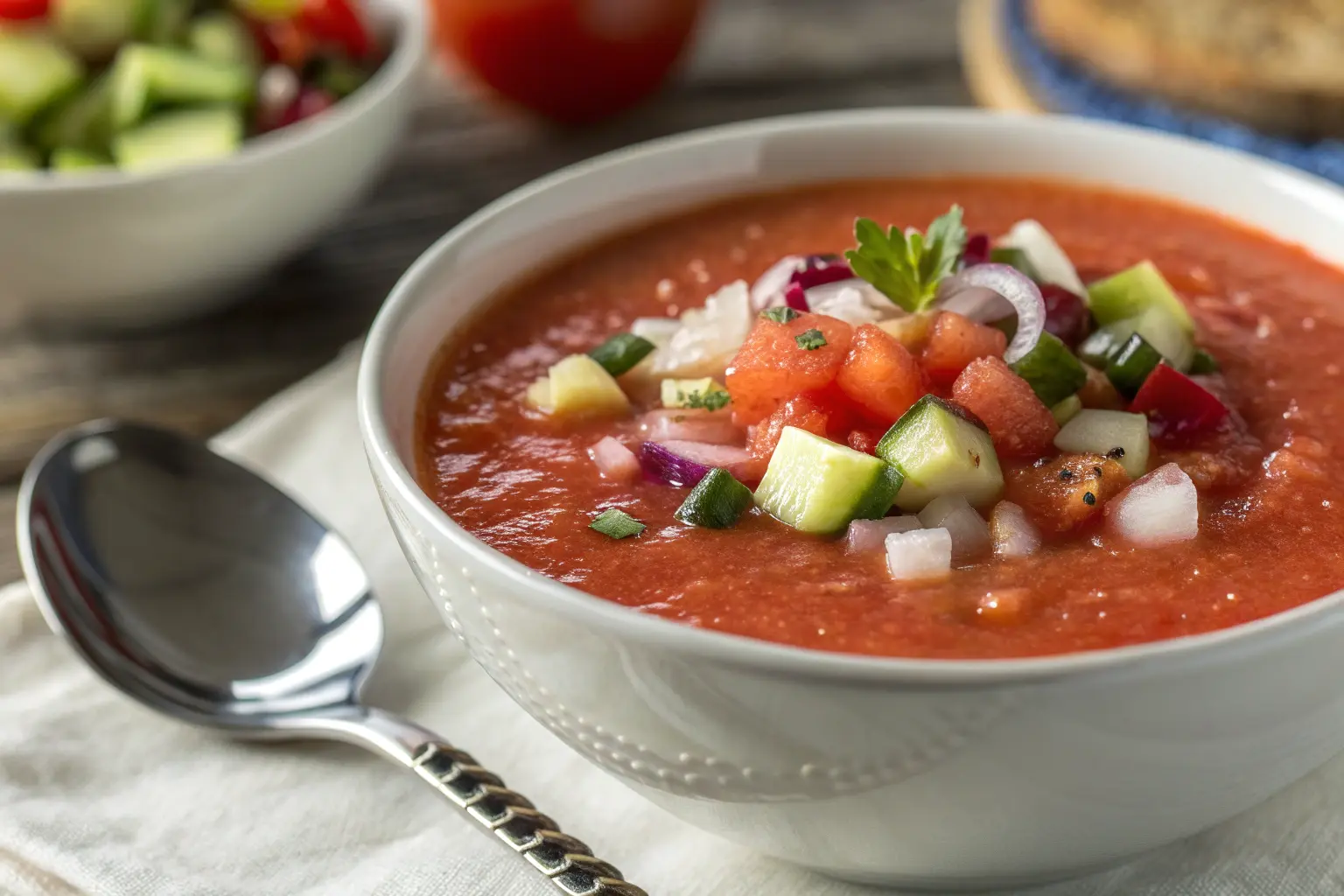 Gazpacho andaluz receta de la abuela en cuenco de barro con AOVE