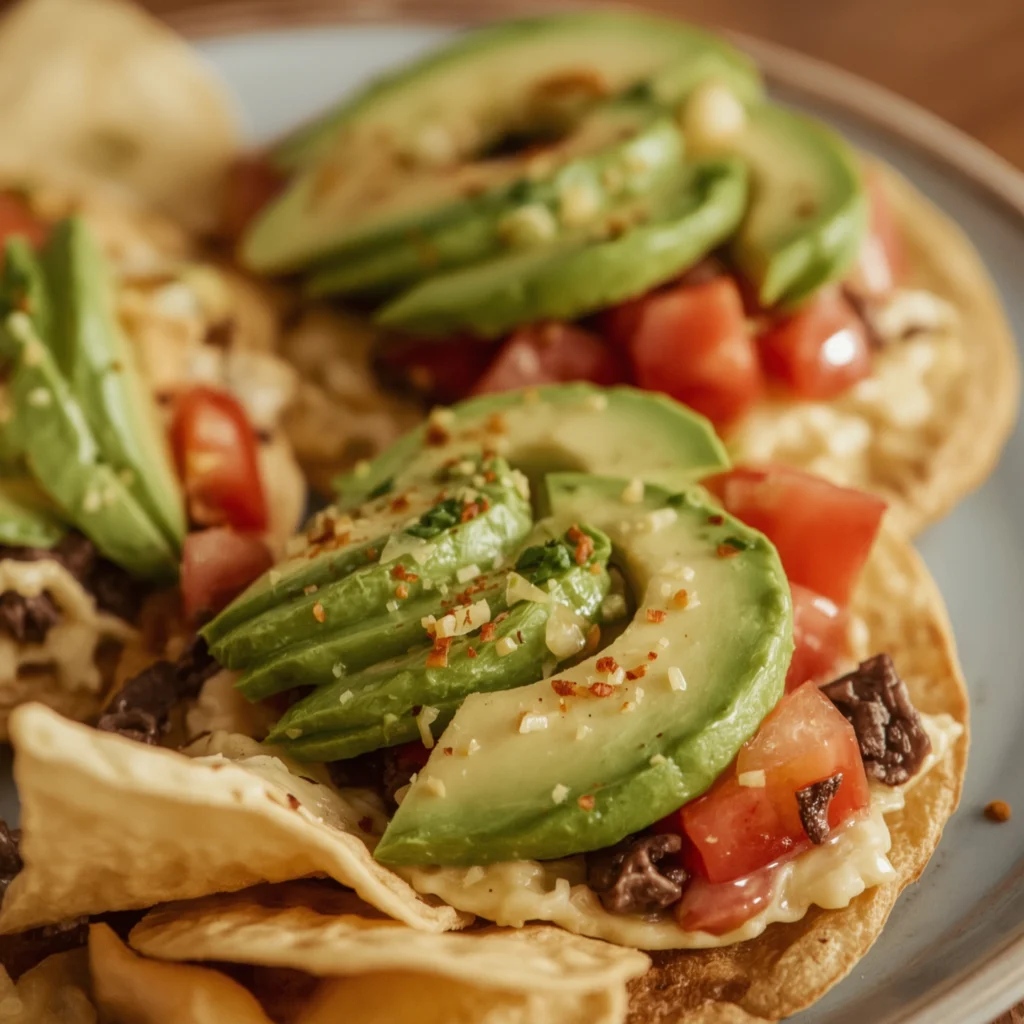 Tostada de aguacate con tomate cherry, huevo pochado y semillas sobre plato rústico