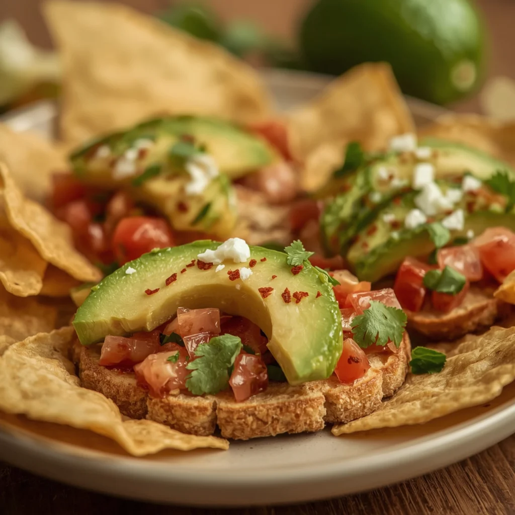 Tostada de aguacate con tomate cherry, huevo pochado y semillas sobre plato rústico